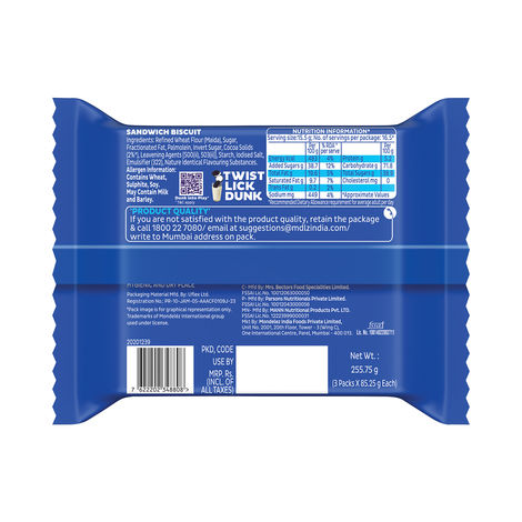 Cadbury Oreo Vanilla Flavour Crème Sandwich Biscuit Family Pack