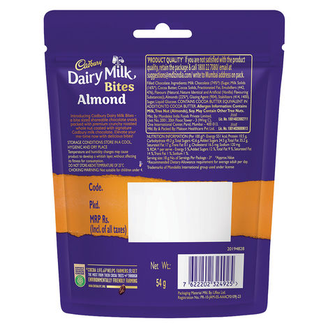 Cadbury Dairy Milk Bites Almond Chocolate Pack