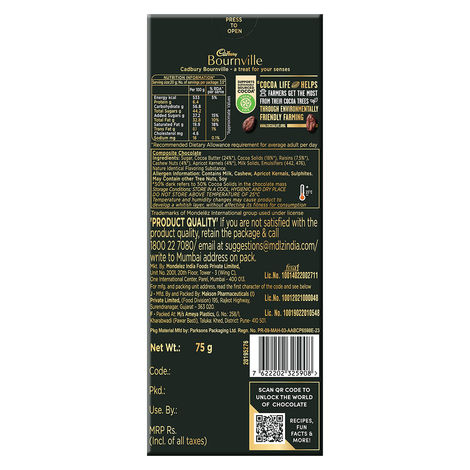 Cadbury Bournville Fruit & Nut 50% Dark Chocolate Bar