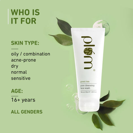 Plum Green Tea Pore Cleansing Face Wash Fights Pimples & Removes Excess Oil Enriched With Green Tea & Glycolic Acid Best Suits Oily Acne-Prone Combination Skin 100% Vegan