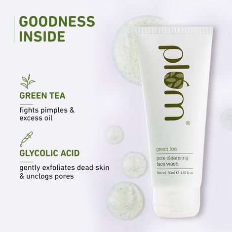 Plum Green Tea Pore Cleansing Face Wash Fights Pimples & Removes Excess Oil Enriched With Green Tea & Glycolic Acid Best Suits Oily Acne-Prone Combination Skin 100% Vegan