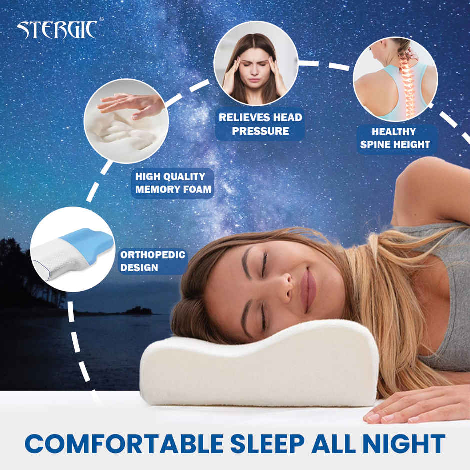 Stergic Next Cervical Pillow For Neck And Shoulder Pain Relief Ergonomic Memory Foam Pillow - Assorted