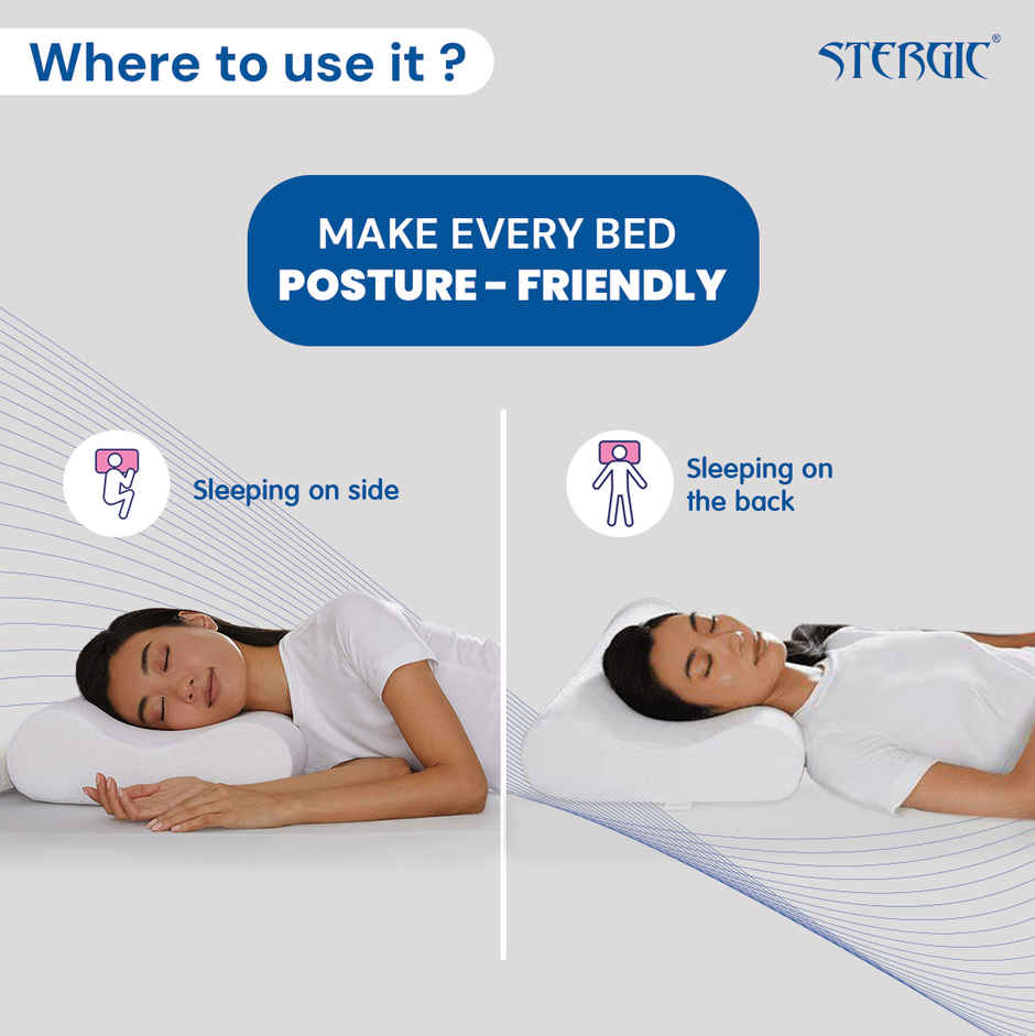 Stergic Next Cervical Pillow For Neck And Shoulder Pain Relief Ergonomic Memory Foam Pillow - Assorted