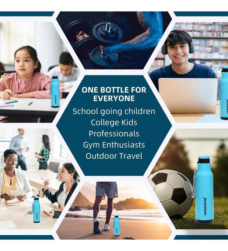 Varmora Plastic Sofia Insulated Water Bottle FDA Approved BPA-Free Hot & Cold | Blue