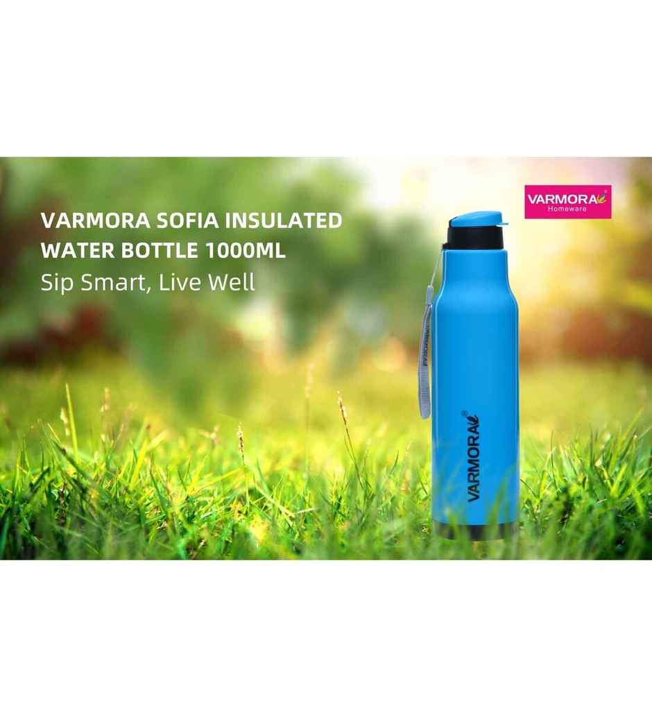 Varmora Plastic Sofia Insulated Water Bottle FDA Approved BPA-Free Hot & Cold | Blue