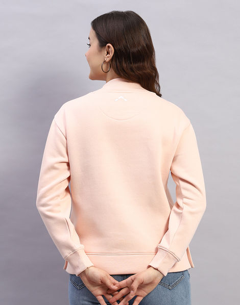 Rock.It By Monte Carlo Womens Peach Solid High Neck Full Sleeve Sweatshirt | 2240102608-2-40 | XL