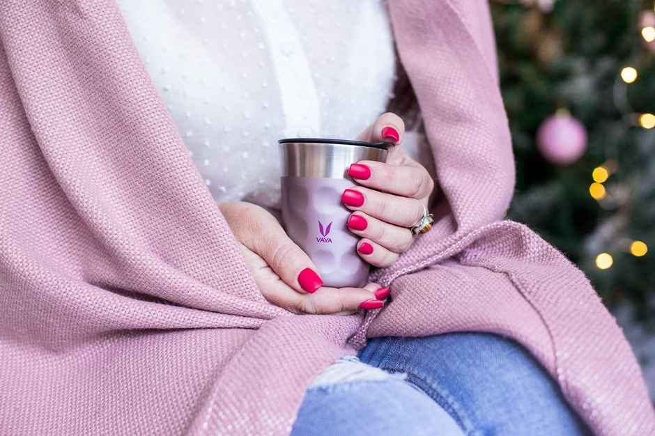 VAYA POPCUP Insulated Coffee Mug with Lid 250ml, Stainless Steel - Purple