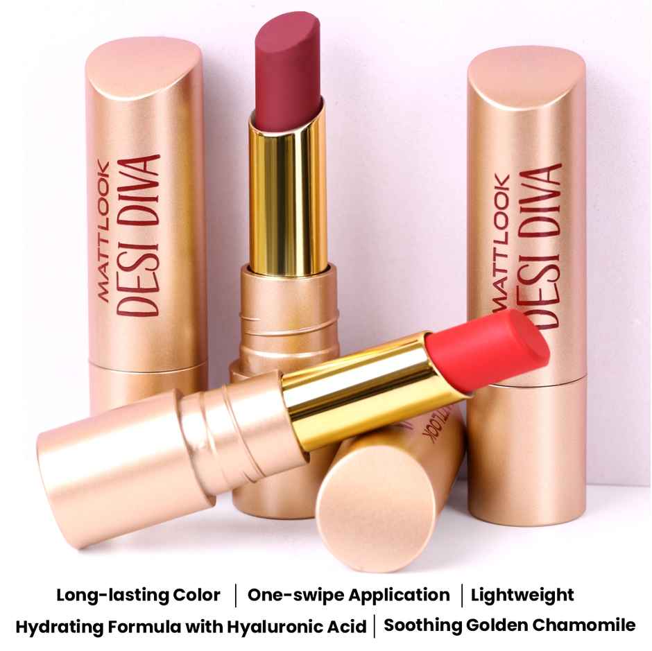 Mattlook Desi Diva HD Matte Lipstick With Hydrating Formula & Hyaluronic Acid | Dark Chocolate 17