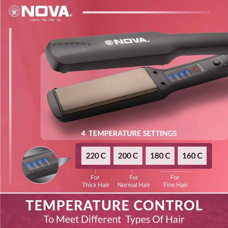 Nova Temperature Control Professional Nhs 860 Hair Straightener (Black)
