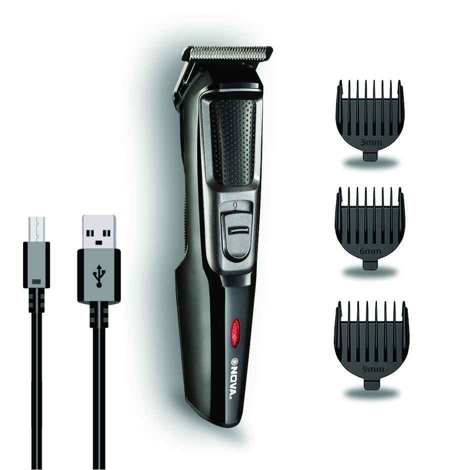 Nova Nht 1074 Usb Trimmer 30 Min Runtime 4 Length Settings (Grey and Silver)