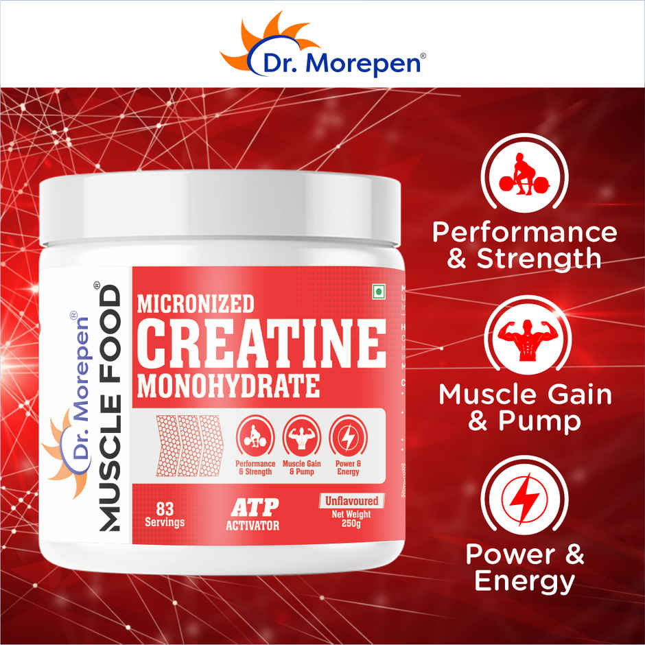 Dr. Morepen Micronised Creatine Monohydrate 100% Pure Creatine|Unflavored