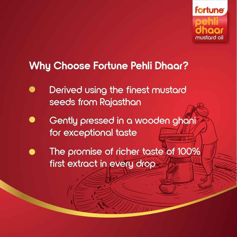 Fortune Pehli Dhaar First Pressed Kachi Ghani Mustard Oil Pouch Combo