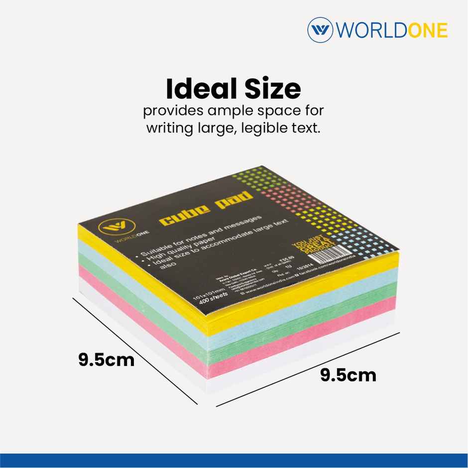Worldone Non-Sticky Cube Memo Pad | Multicolour