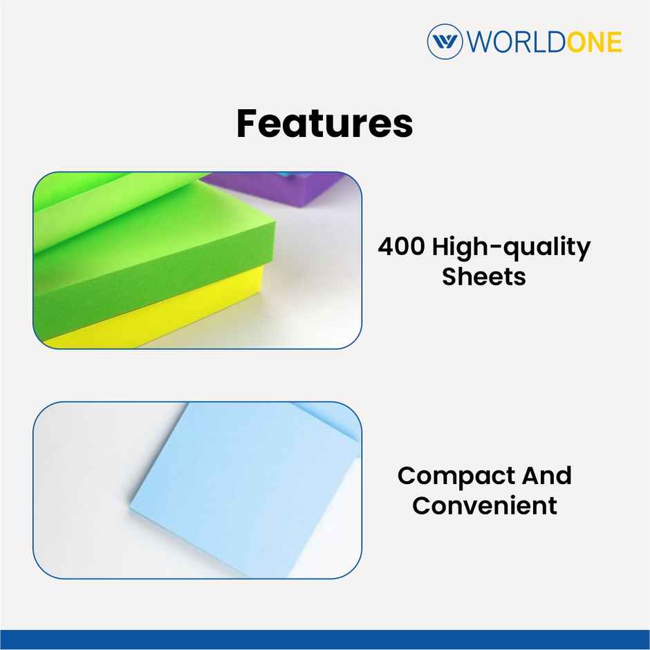 Worldone Non-Sticky Cube Memo Pad | Multicolour