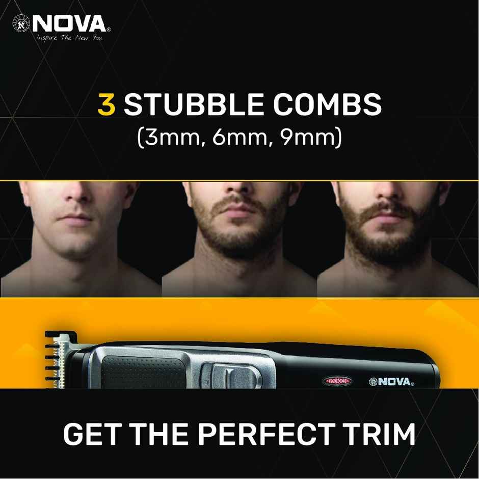 Nova Nht 1074 Usb Trimmer 30 Min Runtime 4 Length Settings (Grey and Silver)