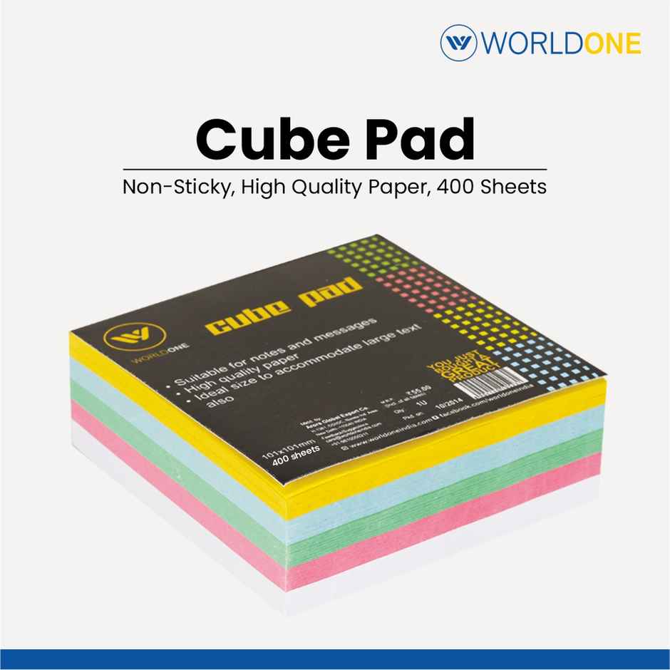 Worldone Non-Sticky Cube Memo Pad | Multicolour