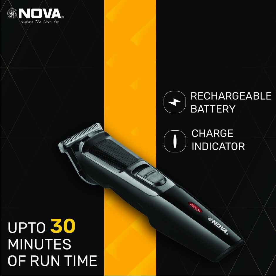 Nova Nht 1074 Usb Trimmer 30 Min Runtime 4 Length Settings (Grey and Silver)