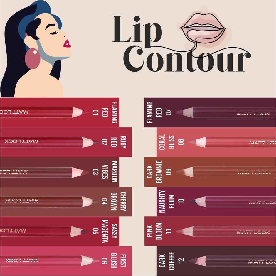 Mattlook Colorite Lip Contour Pencil Lip Liner Gorgeous 12 Shades & Long Lasting Formula