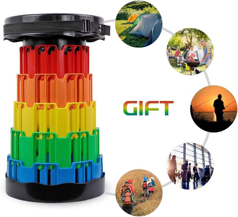 Round Portable Folding Stool, Telescopic- Assorted Color