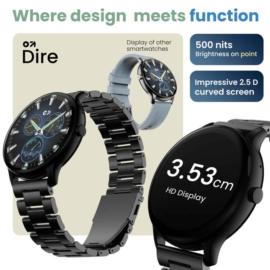 GOBOULT Dire Smartwatch 1.38 Curved HD Display BT Calling Jet Black