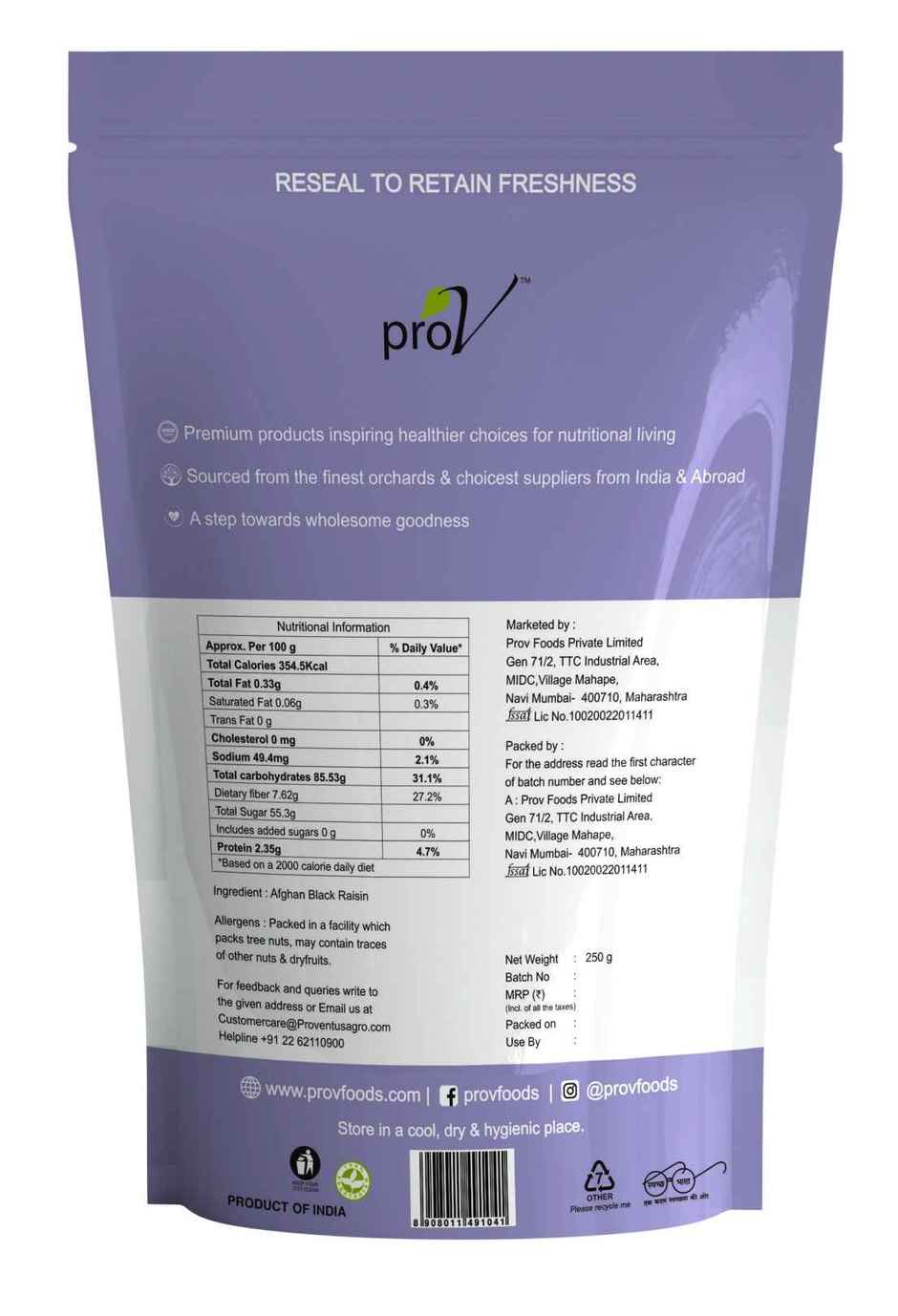 ProV Premium Black Raisins | Natural Seedless