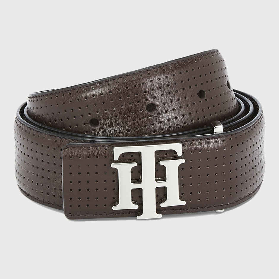 Cream Bell Double Chocolate Ice Cream Cake (500ml) & Tommy Hilfiger Men'S Leather Belt | Brown - 40 Inches (1pc) Combo