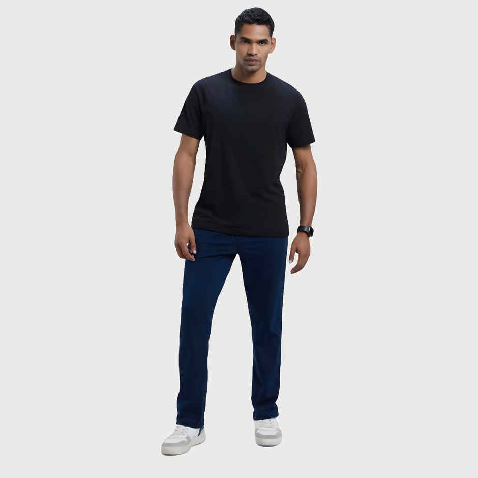 Jockey 9500 Men's Super Combed Cotton Rich Trackpants|Regular Fit|Side Pockets | Navy/Grey Mel-L