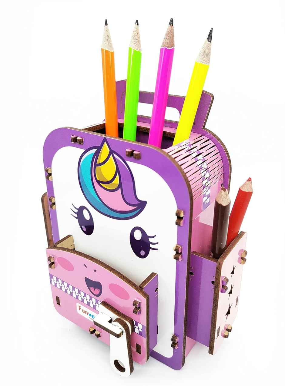 Funvention Unicorn School Bag Pen Stand | DIY Pen Stand Art & Craft Kit