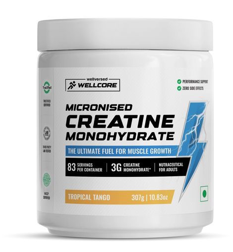 Wellcore - Pure Micronised Creatine Monohydrate (307G, 83Servings) Tropical Tango