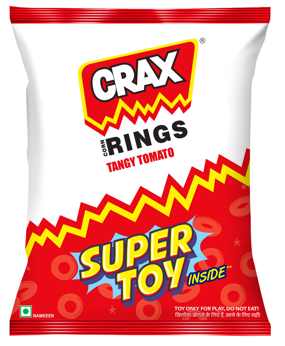Crax Corn Rings Tangy Tomato Puffs Snacks with Super Toys Combo