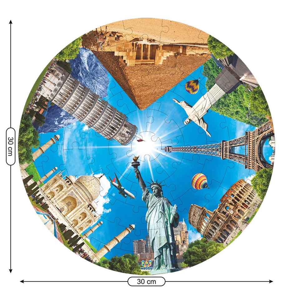 Webby Toys Wooden Seven Wonders of The World Jigsaw Puzzle (Multicolor, 4 - 6 years)
