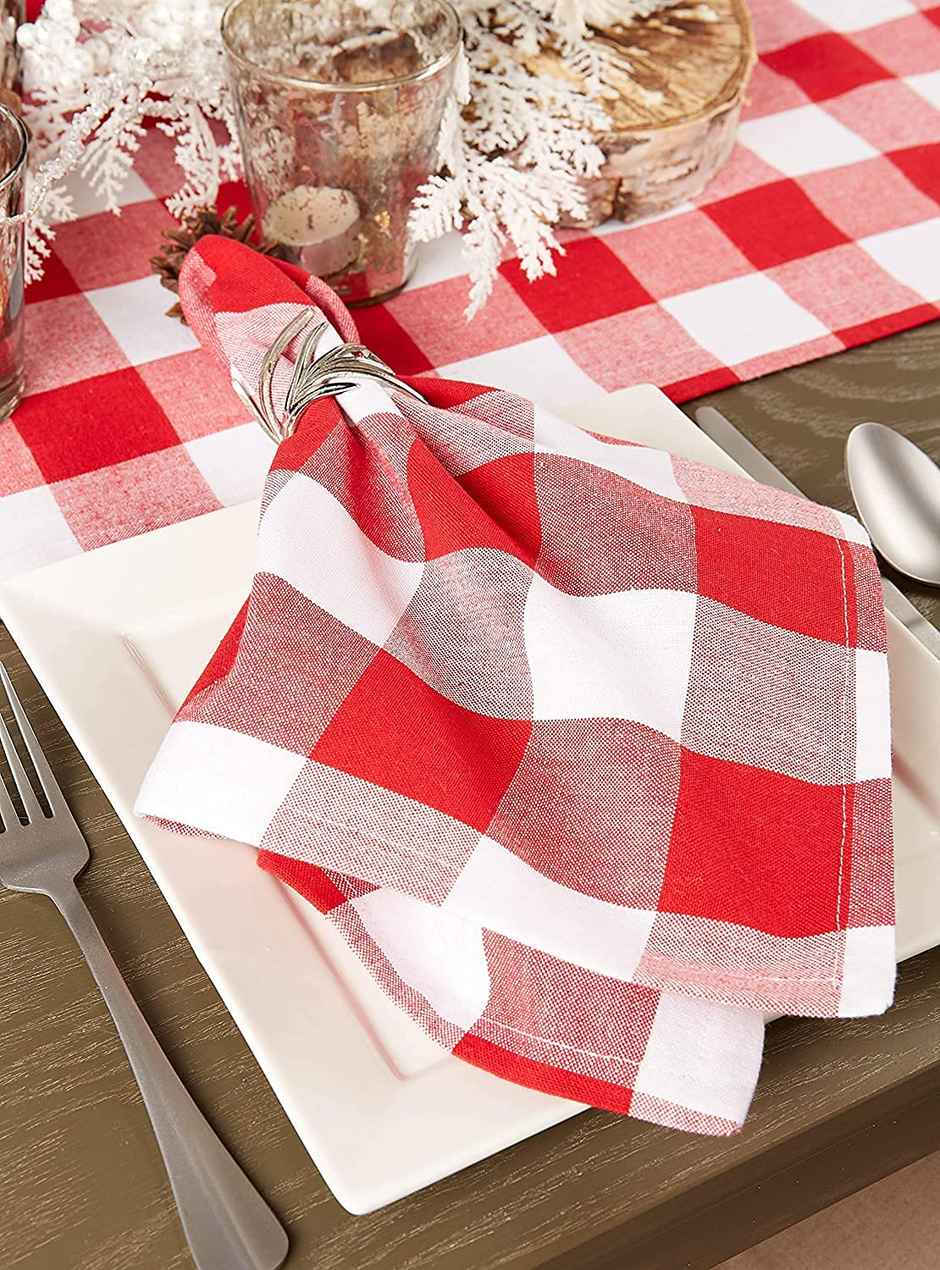 Lushomes Napkins - Red Buffalo Checks | 20 x 20 inch