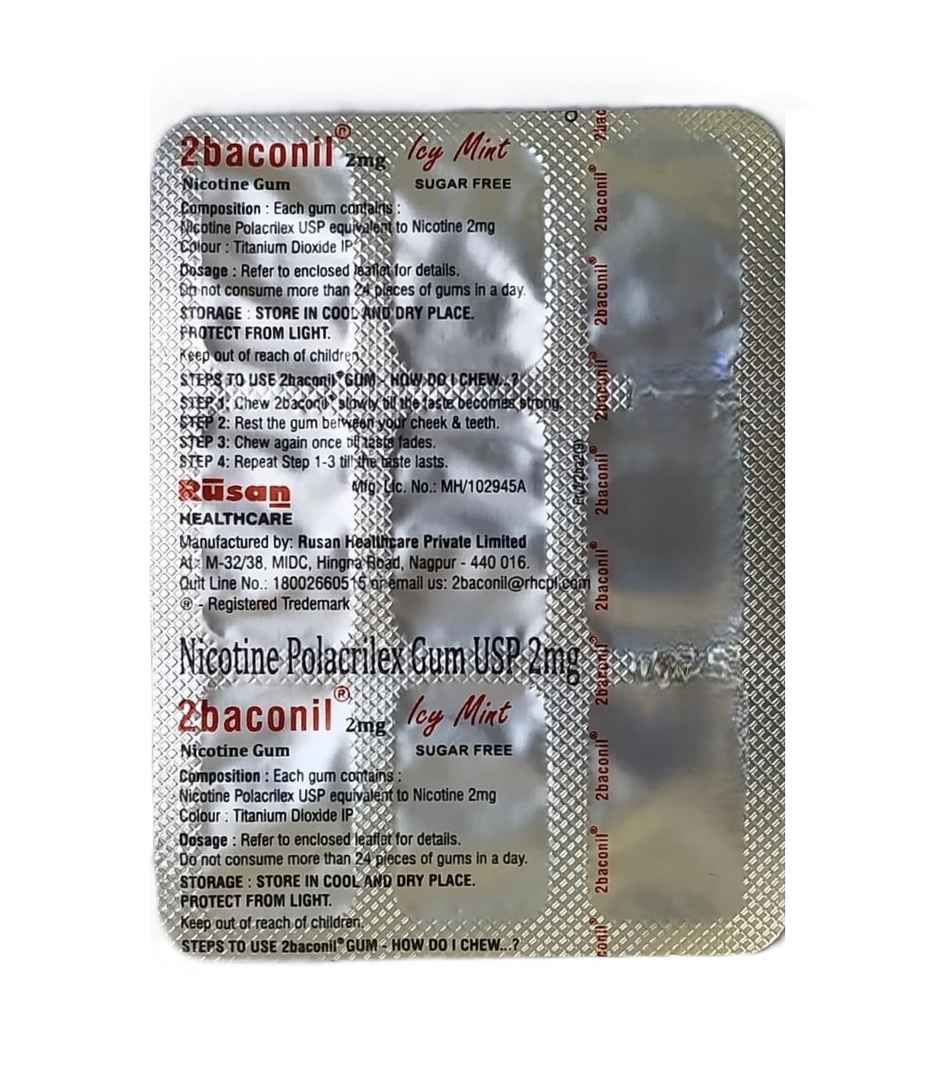 2baconil 2mg Icy Mint Sugar Free Nicotine Gum
