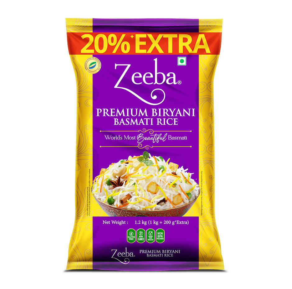 Zeeba Premium Biryani Rice | Chef's Choice| Extra Long Grains | Cooked length upto 26mm
