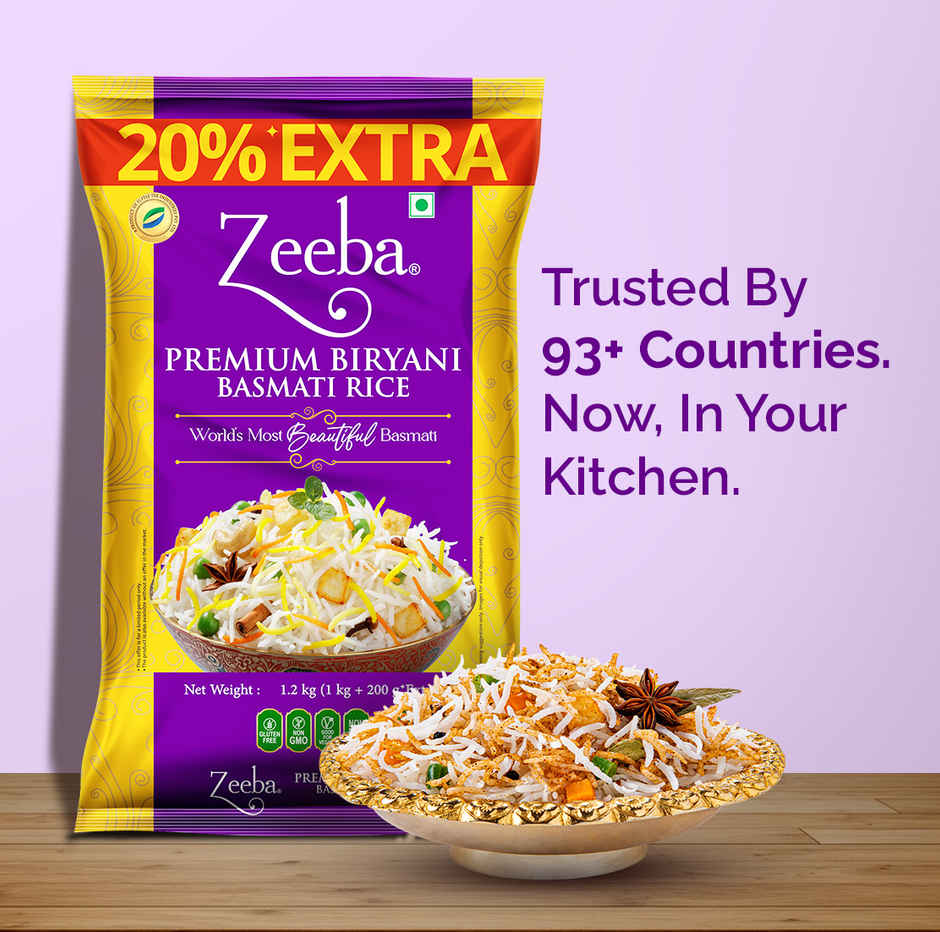 Zeeba Premium Biryani Rice | Chef's Choice| Extra Long Grains | Cooked length upto 26mm