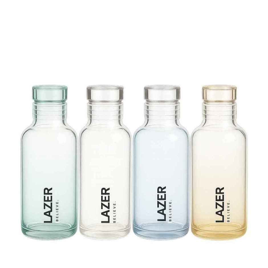 Lazer Pure Borosilicate Glass Water Bottle | BPA-Free, Leak-Proof | Green, Blue, Yellow - 300 ml