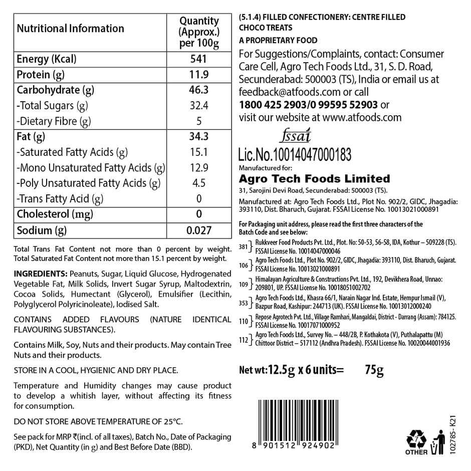 Sundrop Duo Peanuts - 6 Pralines Pack Chocolate