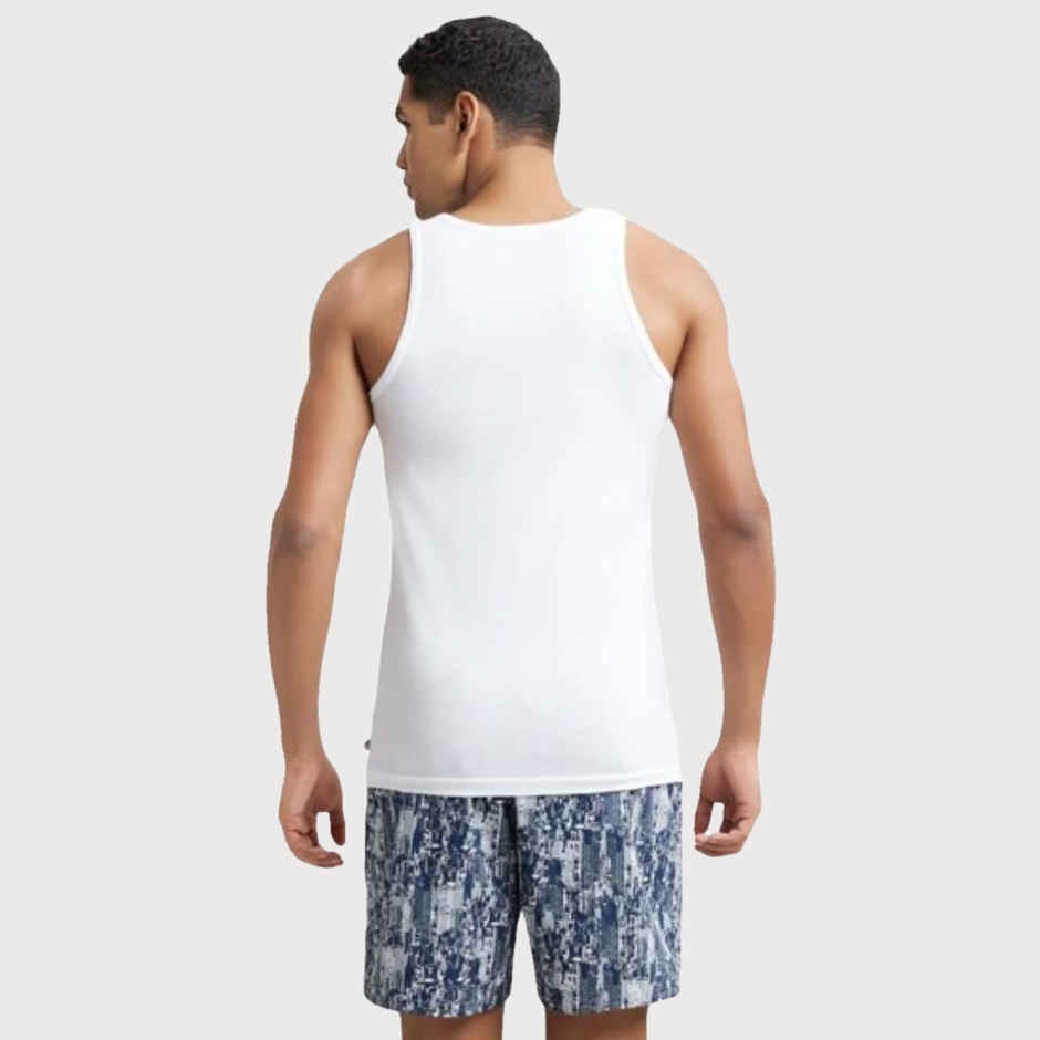 Jockey 8820 Men's Super Combed Cotton Round Neck Vest|Extended Length|Easy Tuck|PO2 | White-S