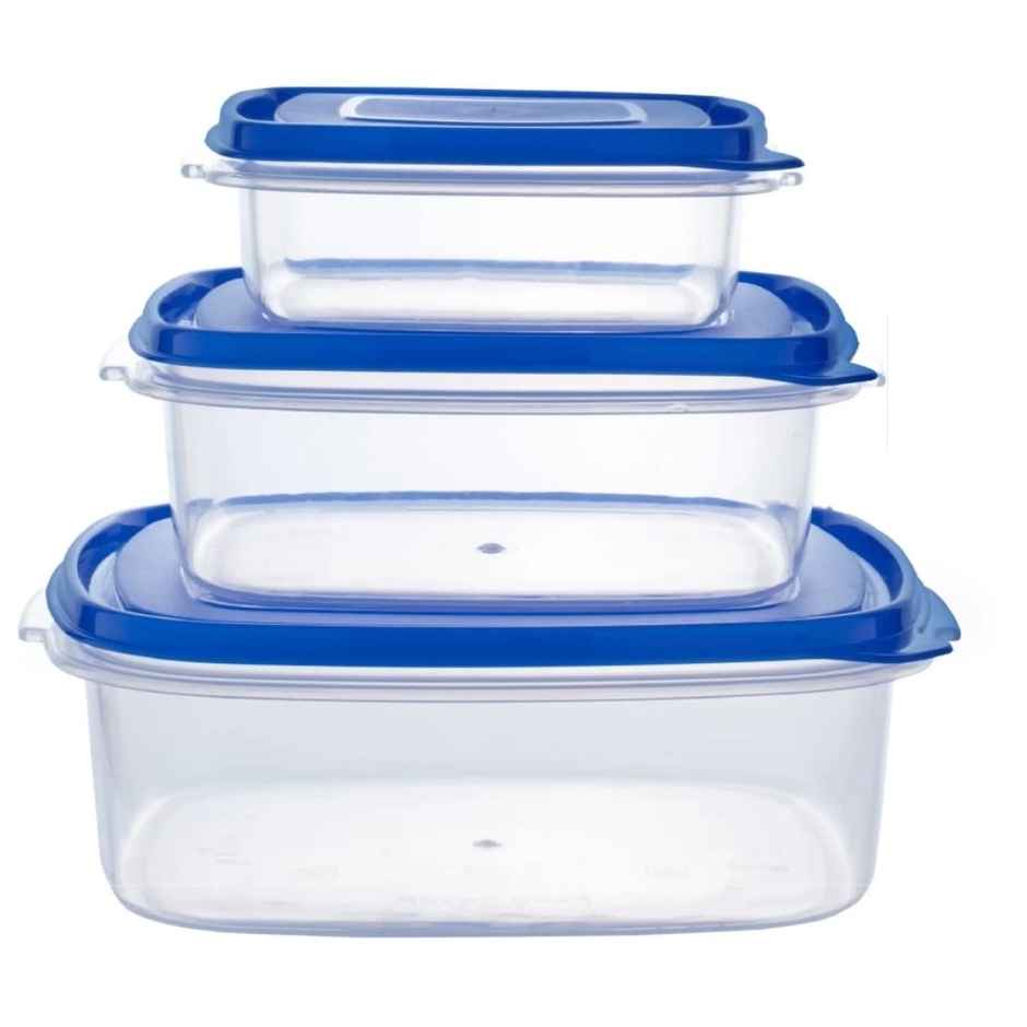 Java Plastic Airtight Food Saver Plastic Set | 3 L, 1.4 L, 600 ml, 3 Pieces | Transparent