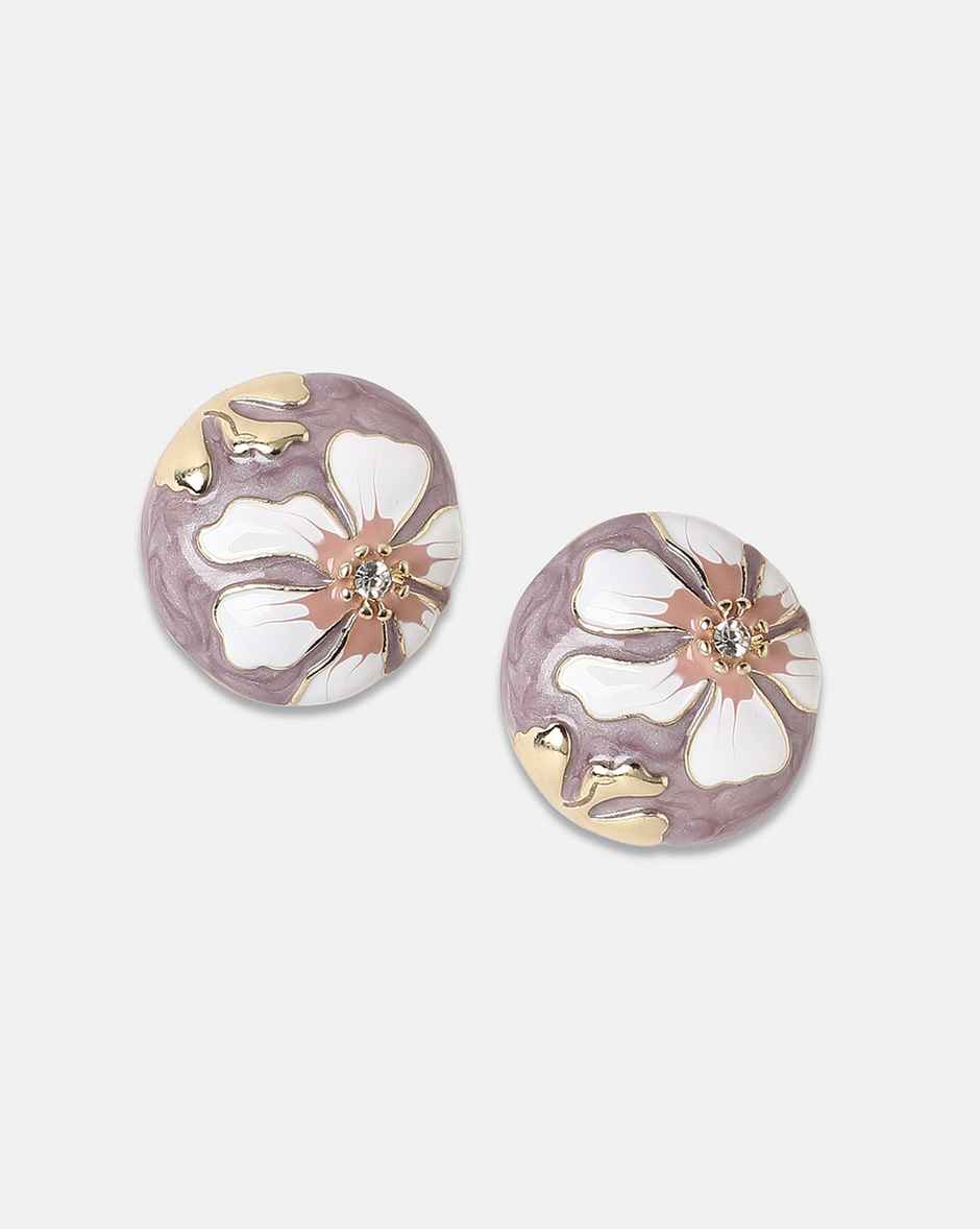 Sohi The Hana Stud Earrings - Lavender For Women's