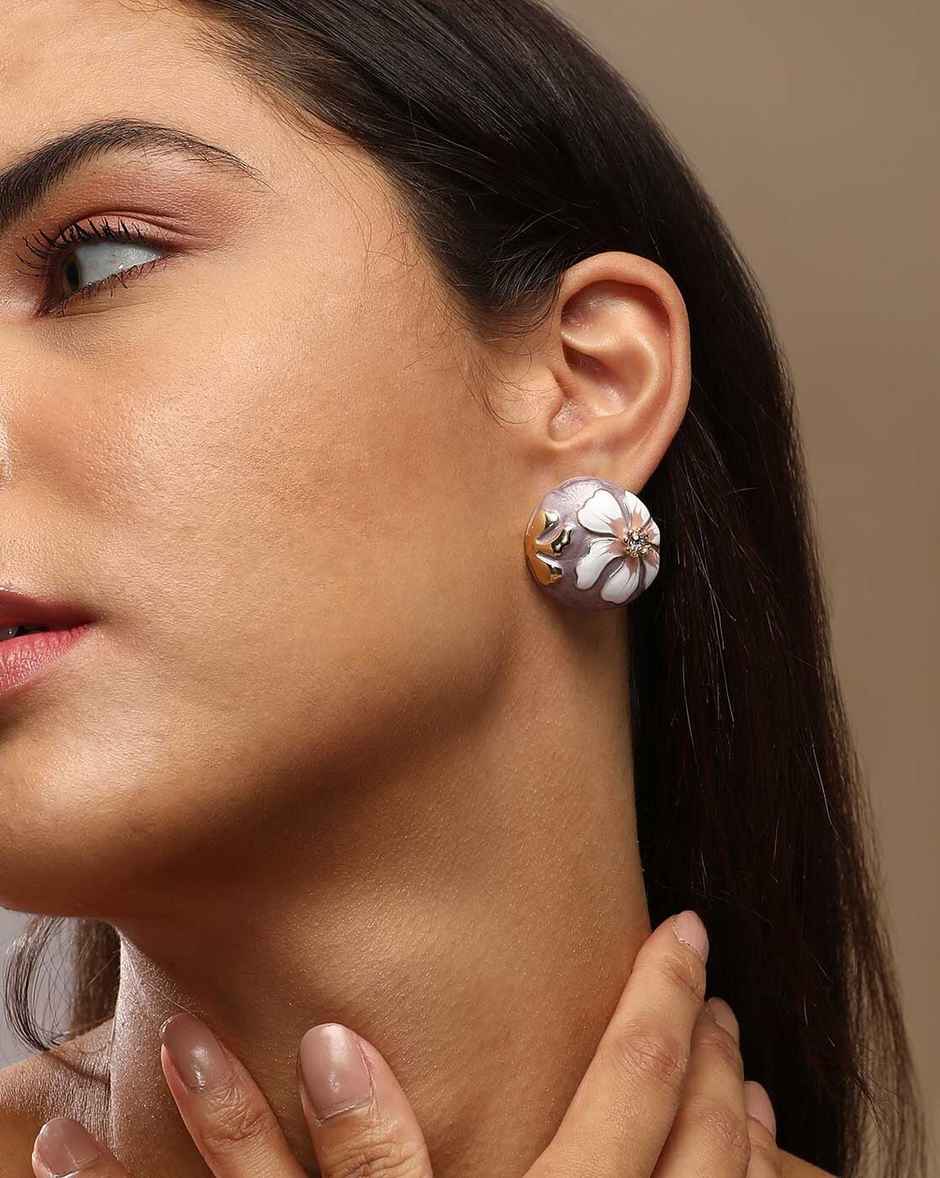 Sohi The Hana Stud Earrings - Lavender For Women's