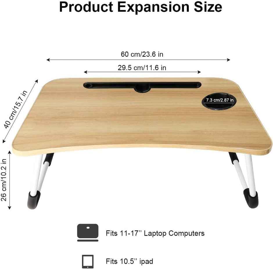 Perpetual Foldable Wooden Laptop Bed Tray with Cup Holder