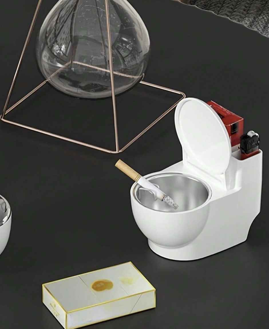 Desidiya Ceramic Black Toilet Ashtray, Stylish Cigarette Holder For Bathroom