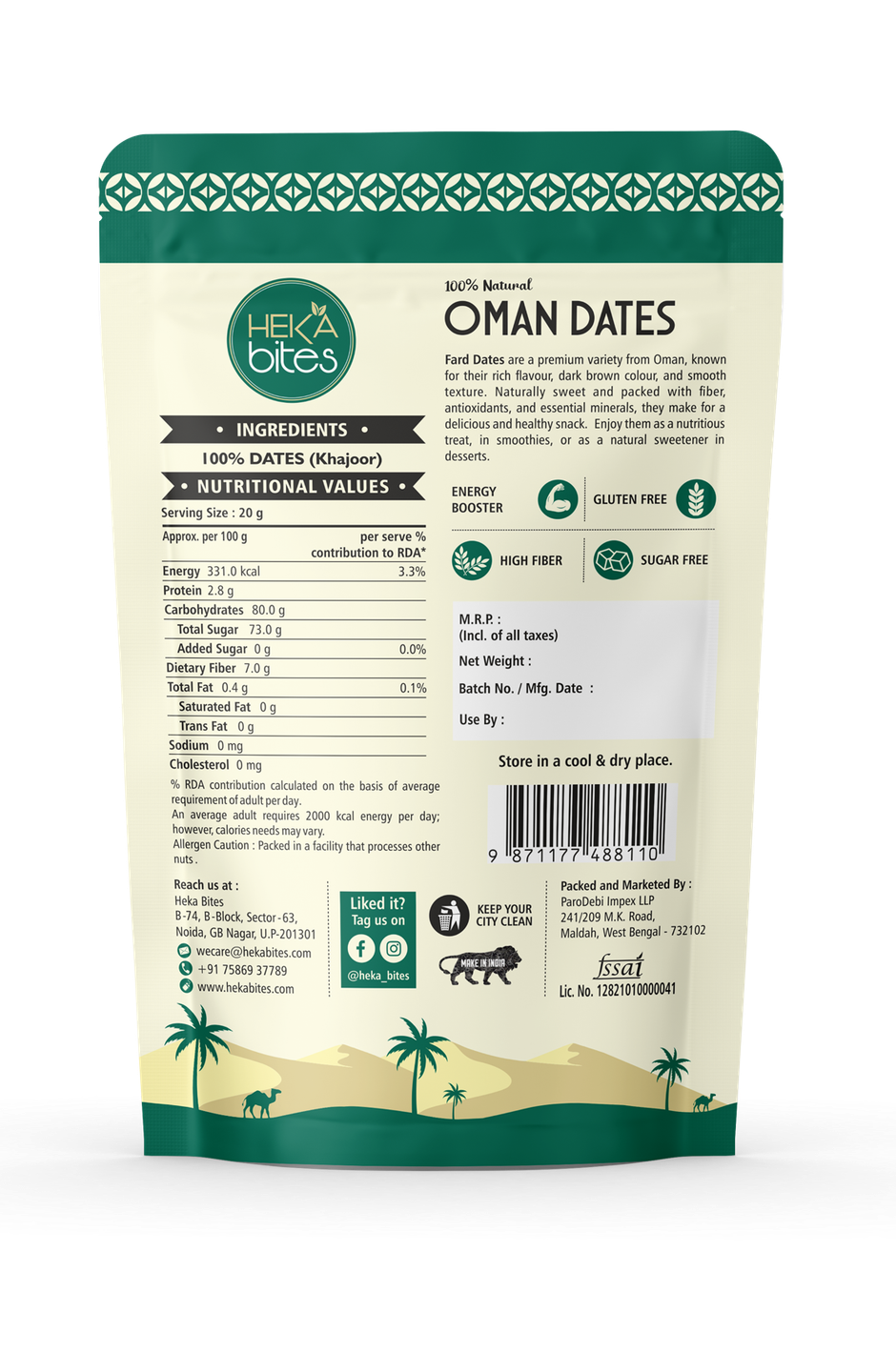 Heka Bites Premium Fard Dates With Seeds