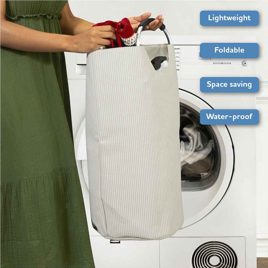 Kolorr 55L Laundry Bag For Clothes/Small Cloth Hamper Basket Foldable Beige