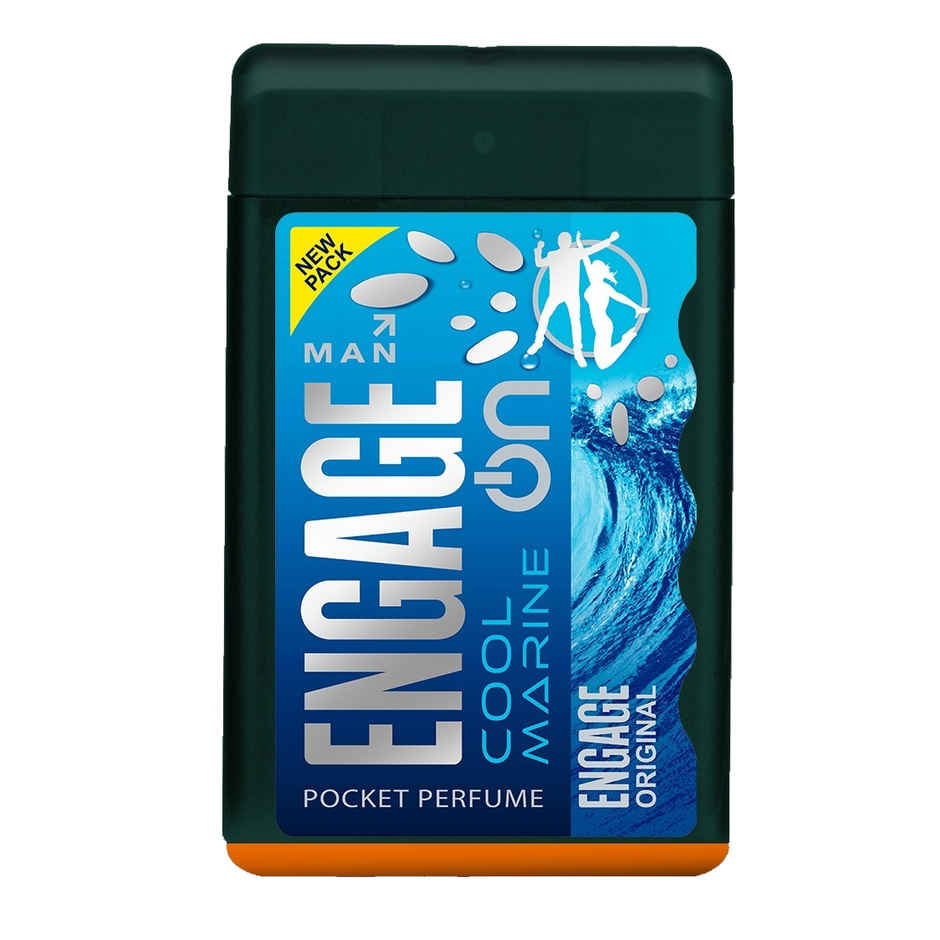 Engage On Cool Marine Pocket Perfume Men | 250 Sprays | Citrus & Musk