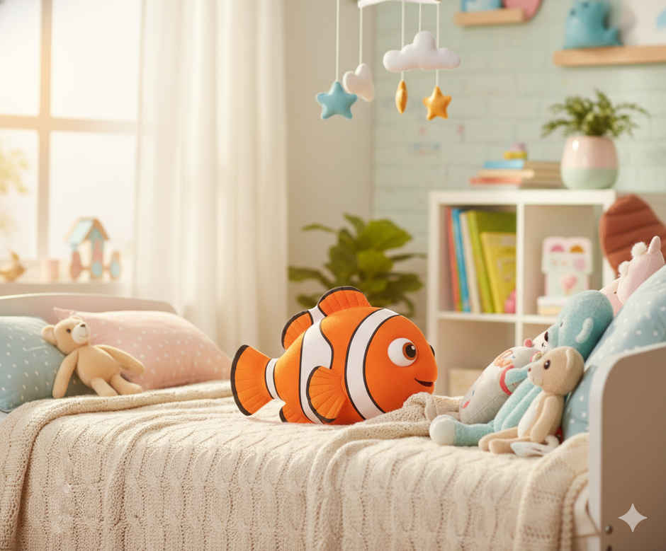 Storio Nemo Fish Toy Plush Soft Toy Cute Kids Animal Home Decor Boys/Girls | Orange - 25 cm