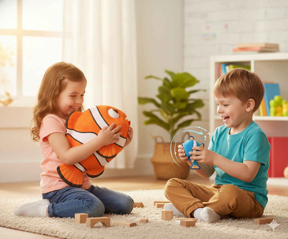 Storio Nemo Fish Toy Plush Soft Toy Cute Kids Animal Home Decor Boys/Girls | Orange - 25 cm
