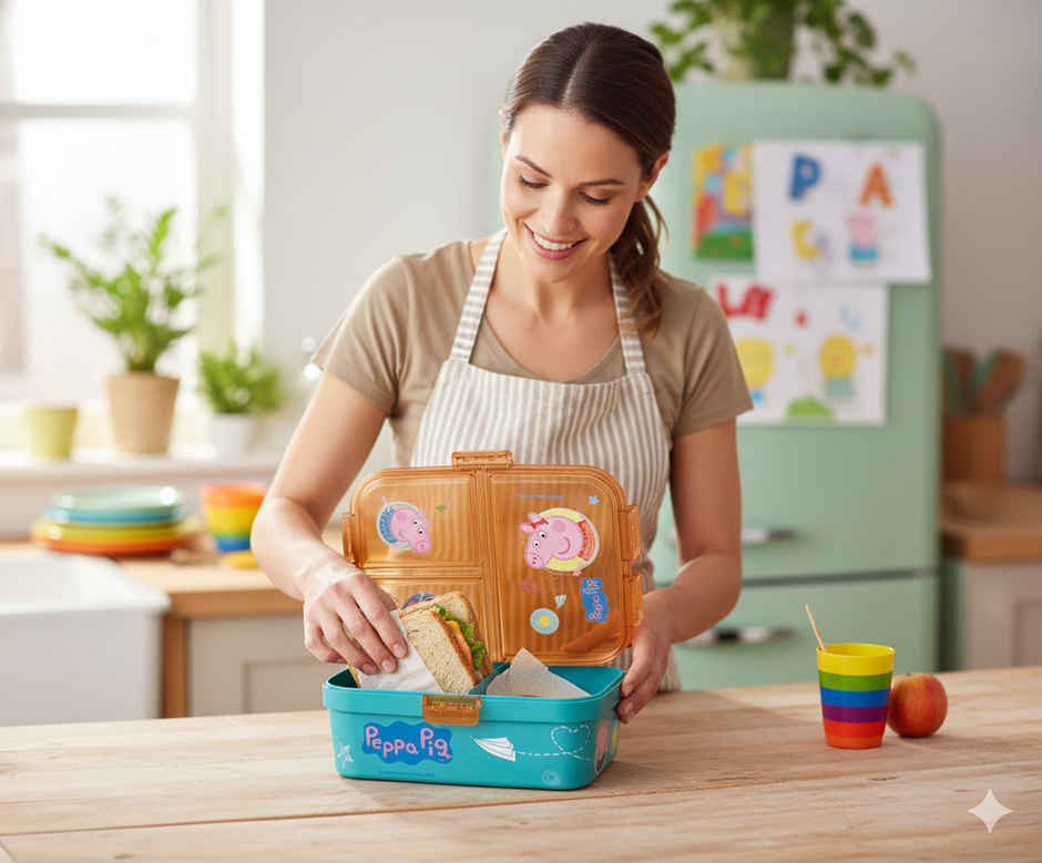 Striders Multi Compartment Rectangular Sandwich Box Peppa Pig Kindness Counts | XL
