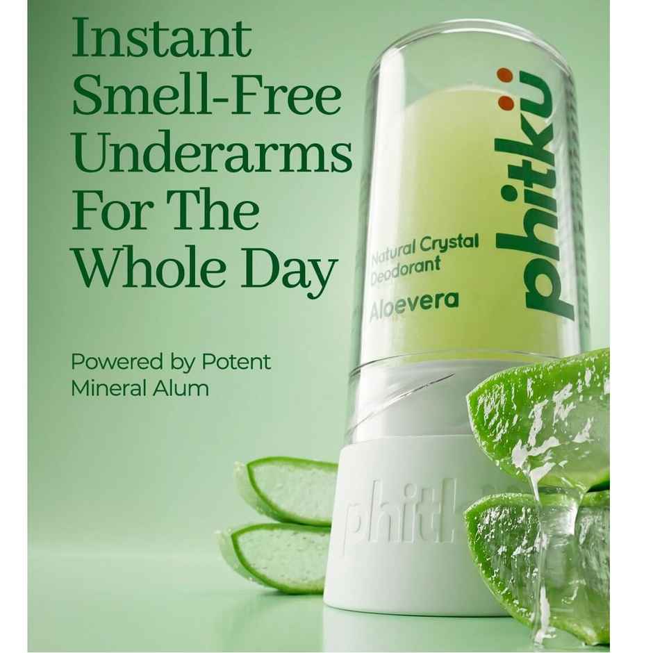 Phitku Crystal Roll On Deodorant With Aloe Natural Unscented Men Women Odor Control